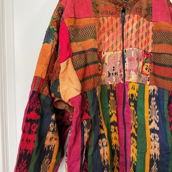 ๐ฅ Vintage Handmade Patchwork Ikat Bomber Jacket ๐ฅ - Picture 9 of 15